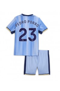 Tottenham Hotspur Pedro Porro #23 Jalkapallovaatteet Lasten Vieraspeliasu 2024-25 Lyhythihainen (+ Lyhyet housut)